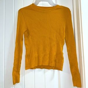 mustard yellow ribbed shirt